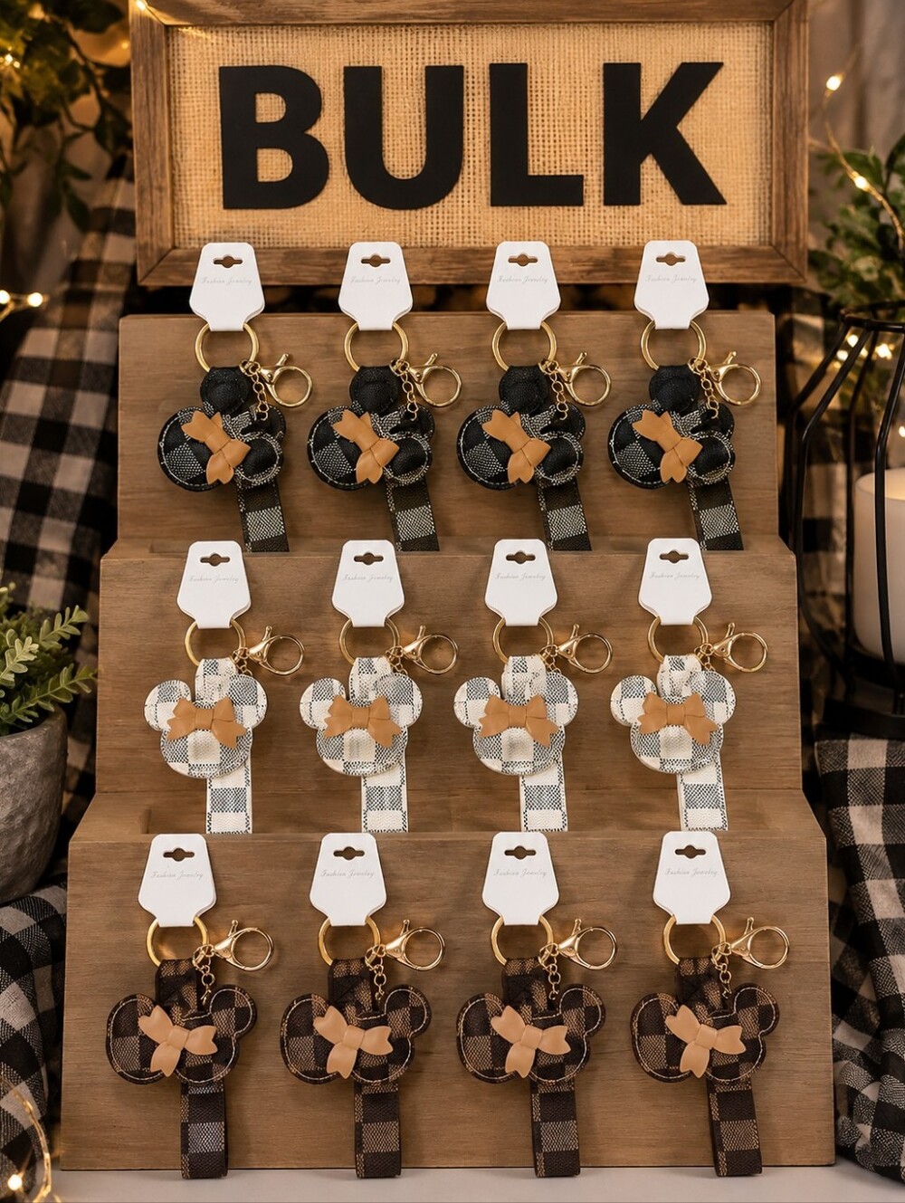 BULK Puffy Mouse Ears/Bow Charm Keychain